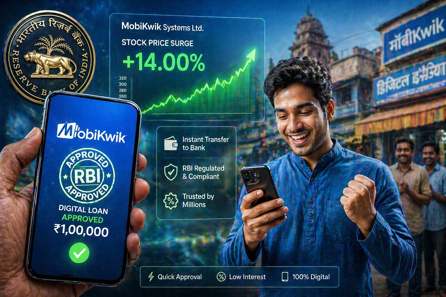 MobiKwik को RBI का बड़ा तोहफा! NBFC Licence मिला — Shares 14% उछले, अब सीधे आपको मिलेगा सस्ता Loan!