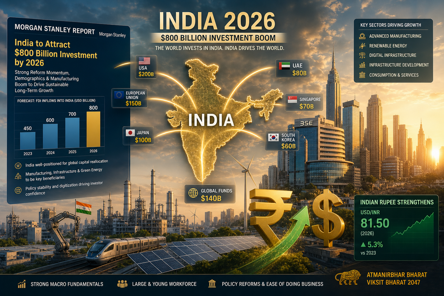 Morgan Stanley का बड़ा दांव — Iran War के बीच India में आएगा $800 Billion का Investment! GDP 37.5% तक जाएगी — जानिए आपके शहर पर क्या असर होगा