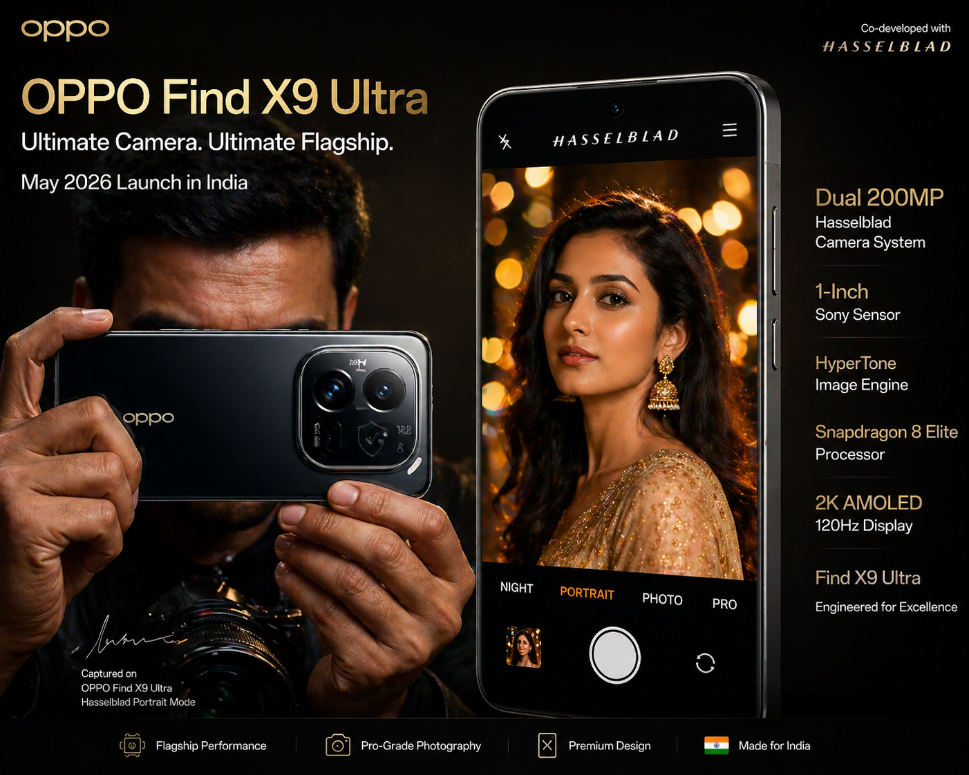 OPPO का धमाकेदार आगाज़! Find X9 Ultra और X9s May 2026 में India Launch — Dual 200MP Camera, 7050mAh Battery और Hasselblad की ताकत!